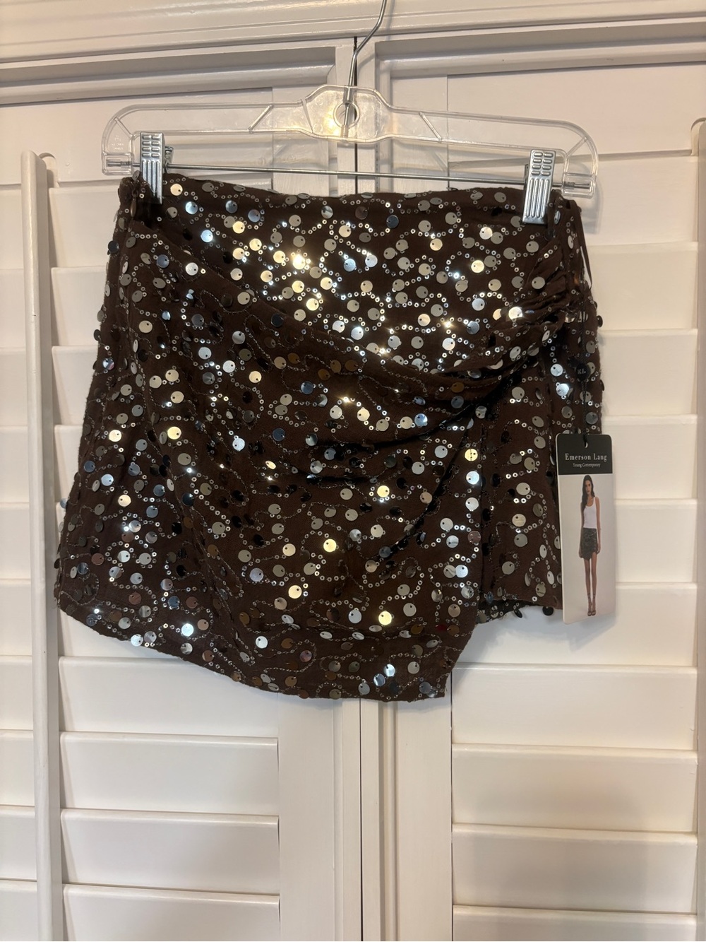 Emerson Lang Brown Sequin‎ Skort Size Small